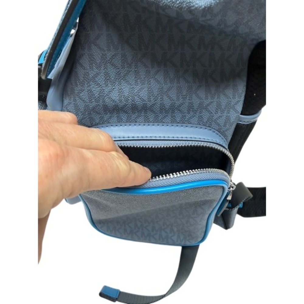 Michael Kors Cooper Denim Blue Utility Rucksack Flap Pocket‎ Large Backpack - Picture 8 of 16